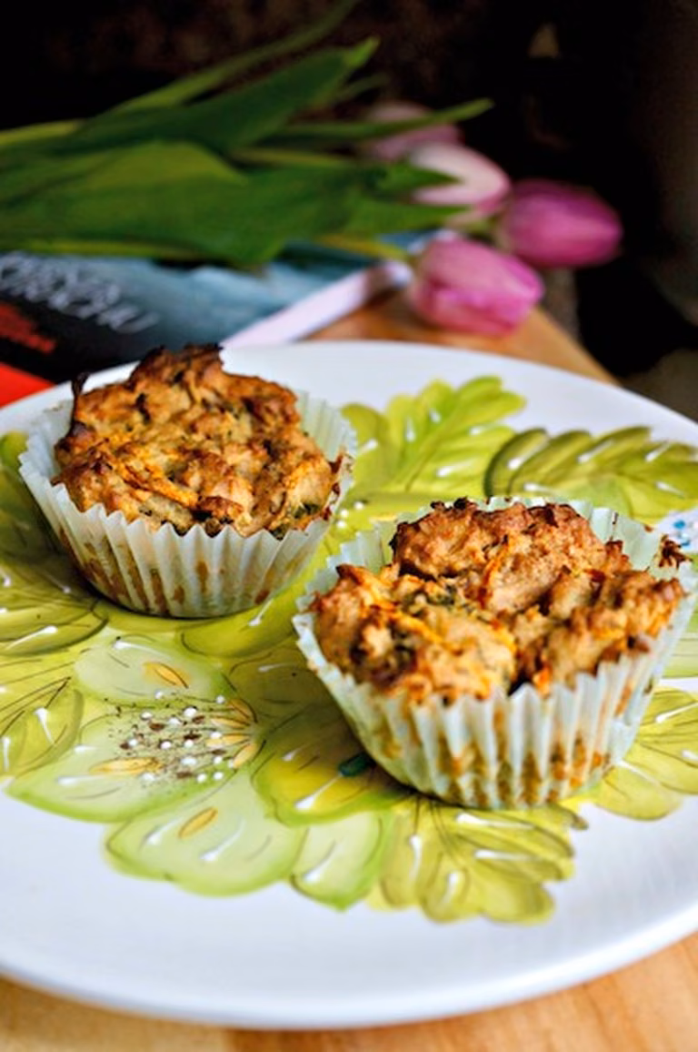 Muffiny z Jarmużem, Musem Jabłkowym i Marchewką
