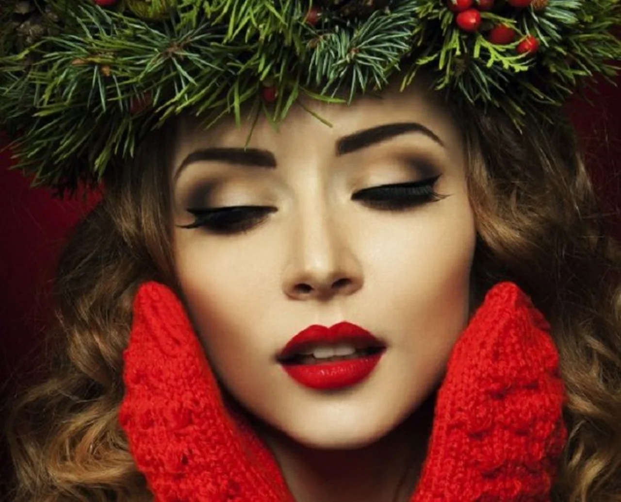 Piękny świąteczny makijaż