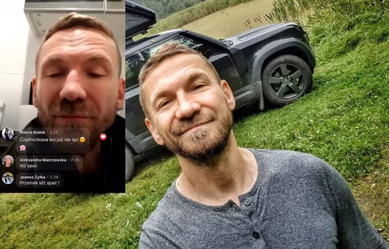 "Bardzo zmęczony" Kossakowski nadawał na żywo w środku nocy. Nagranie trafiło do sieci