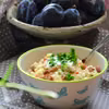 risotto z kurkami, zielonym groszkiem i kiełbaską pepperoni