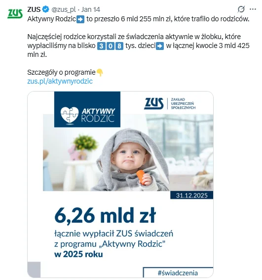 Zdjęcie To świadczenie z ZUS było hitem wśród rodziców w 2025 roku! Nawet 1900 zł miesięcznie dodatkowo na dziecko i można je łączyć z 800 plus #1