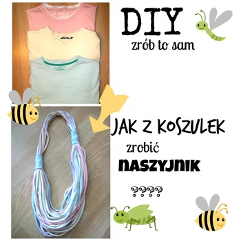 DIY, recykling ubrań, naszyjnik z koszulek