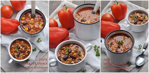 Zupa meksykańska z mięsem mielonym