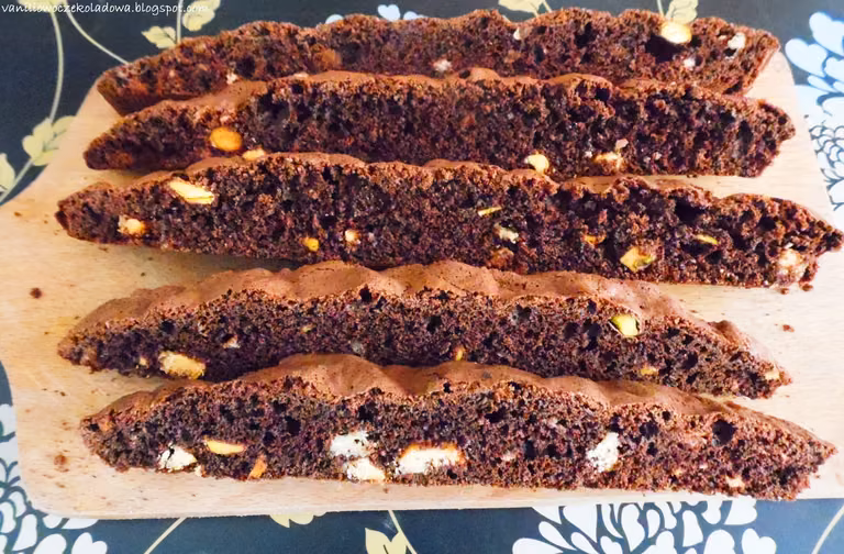 Cantuccini, czekoladowe z pistacjami