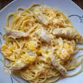 Spaghetti z kurczakiem w sosie pomarańczowym