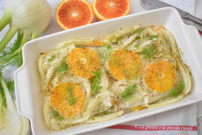 Dorada pieczona z fenkułem w sosie pomarańczowym