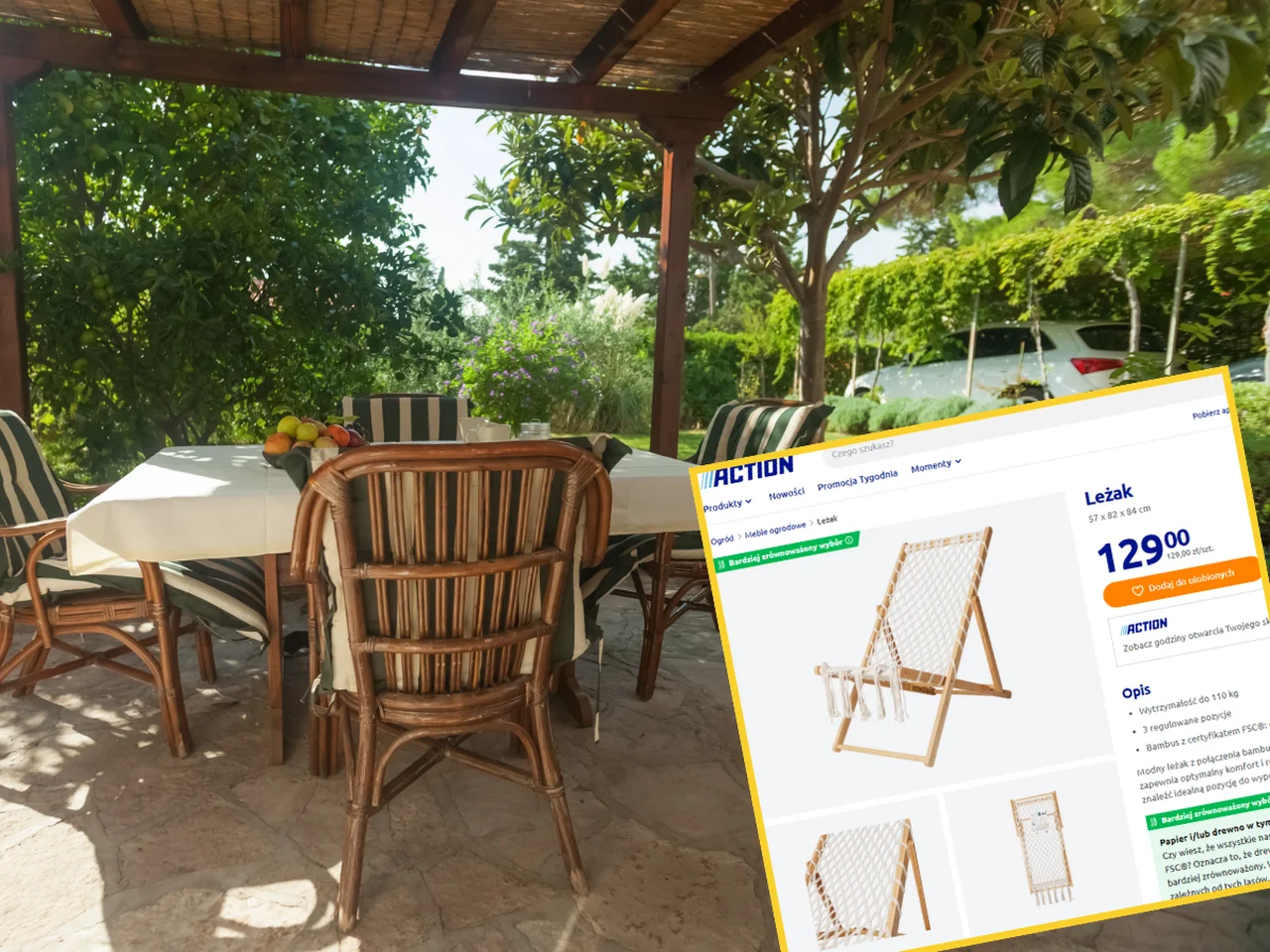 Balkon i taras jak z Instagrama za 129 zł! Bambusowy leżak z Action to najgorętszy hit tego sezonu!