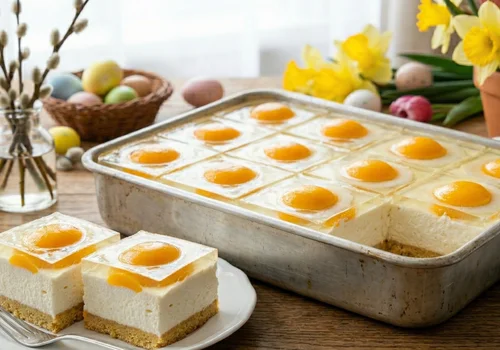 "Mąż myślał, że to prawdziwe jajka! Ten wizualny trik z brzoskwiniami podbija Internet (PRZEPIS NA BLASZKĘ 30x24)