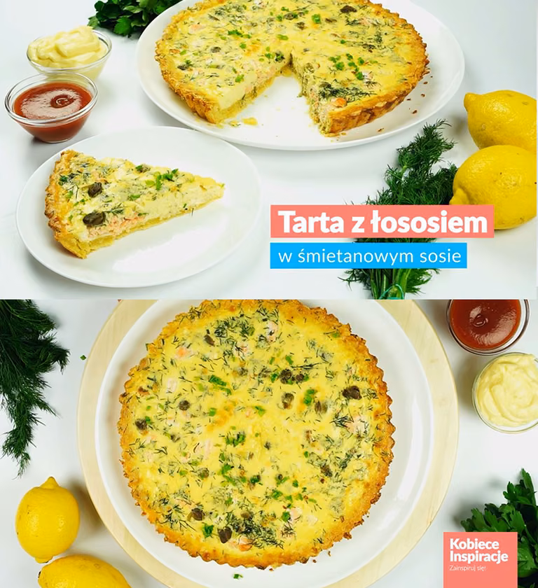 Tarta z łososiem w śmietanowym sosie