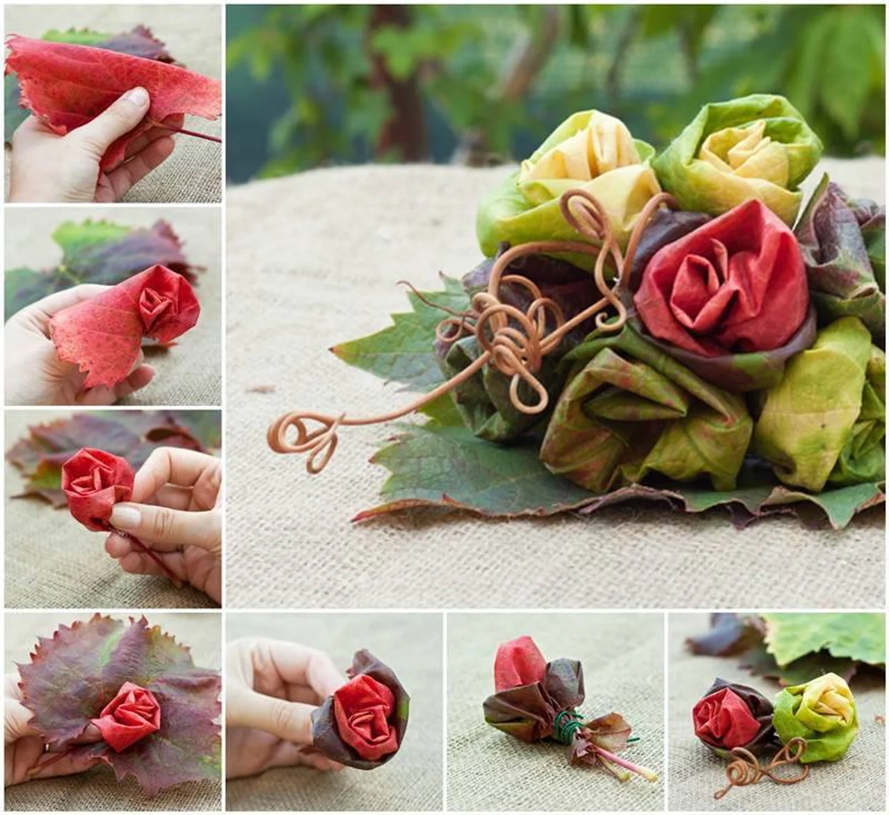 Dekoracje z liści - róże