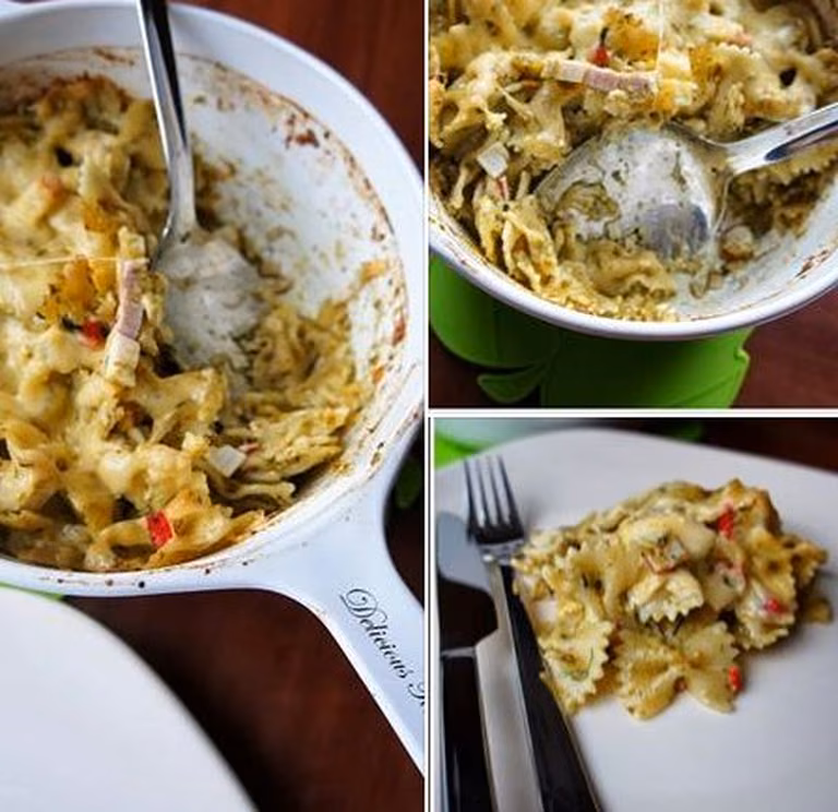 Zapiekanka z makaronu z surimi