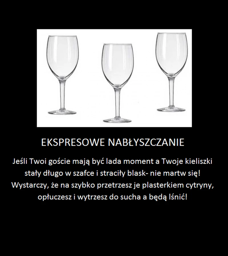Piękne lśniące kieliszki na ostatnią chwilę