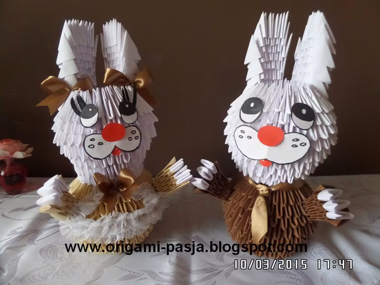 Zajączki wielkanocne - origami modułowe