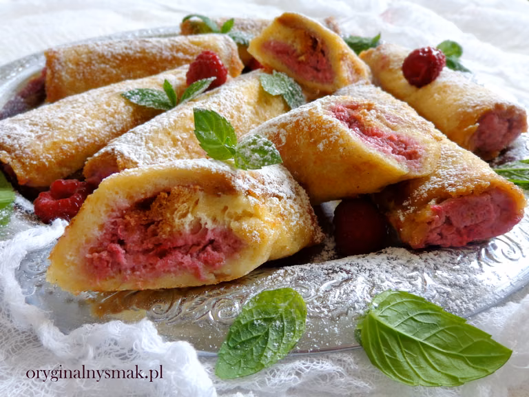 Pain perdu roulé – tosty francuskie z ricottą i malinami