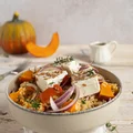 Sałatka z kaszy bulgur z pieczoną dynią i fetą