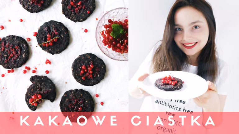 KAKAOWE CIASTECZKA Z CZERWONĄ PORZECZKĄ ( WEGAŃSKIE! )