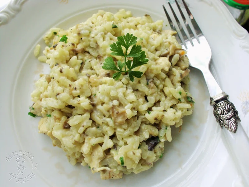 Risotto Z Pieczarkami I Piersią Z Kurczaka