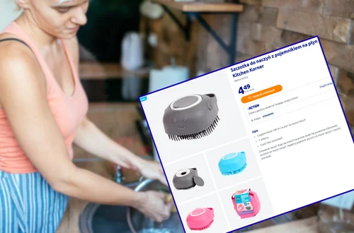 Ten gadżet z Action za 4 zł odmieni mycie naczyń i łazienki! Pojemnik na płyn, sylikonowe włoski - dokładne czyszczenie bez zarysowań