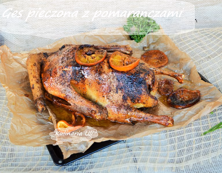 Ges pieczona z pmaranczami