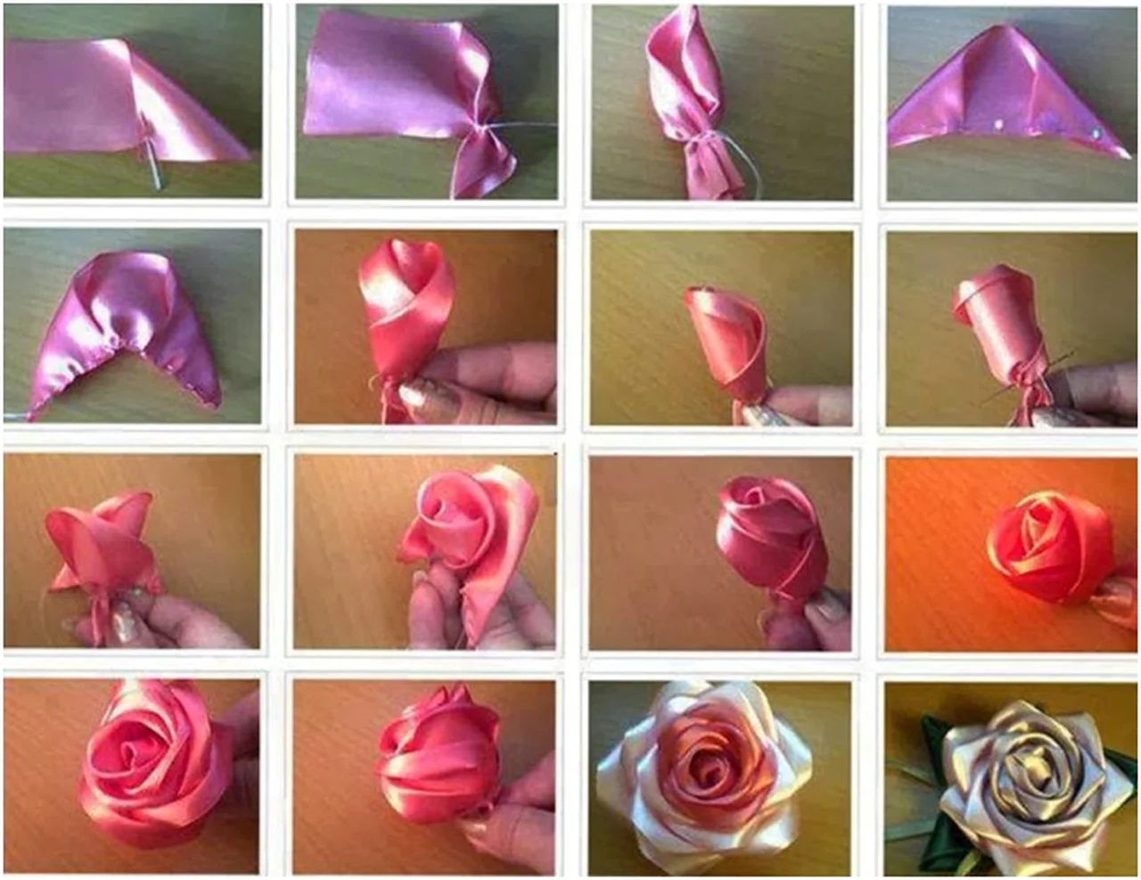 Piękna róża ze wstążki
