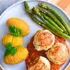 Pulpety z indyka nadziane mozzarellą z sosem marinara i pieczonymi szparagami FIT