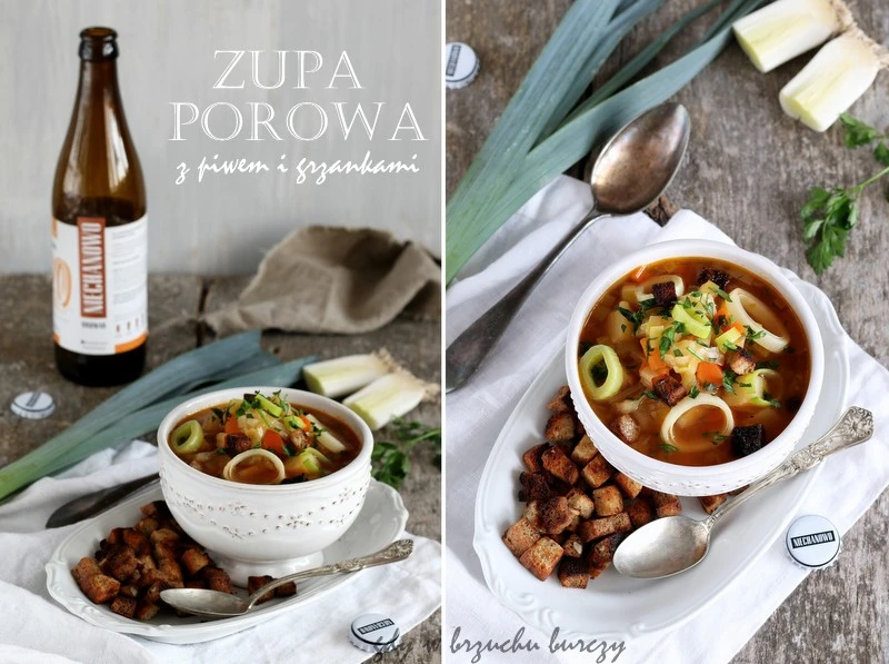 Zupa porowa z piwem
