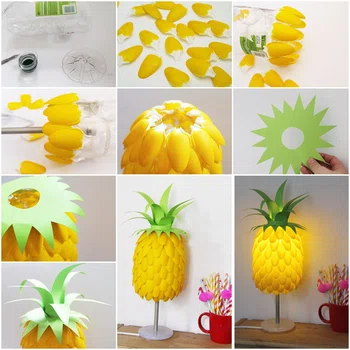 Lampa z plastikowych łyżeczek - ananas