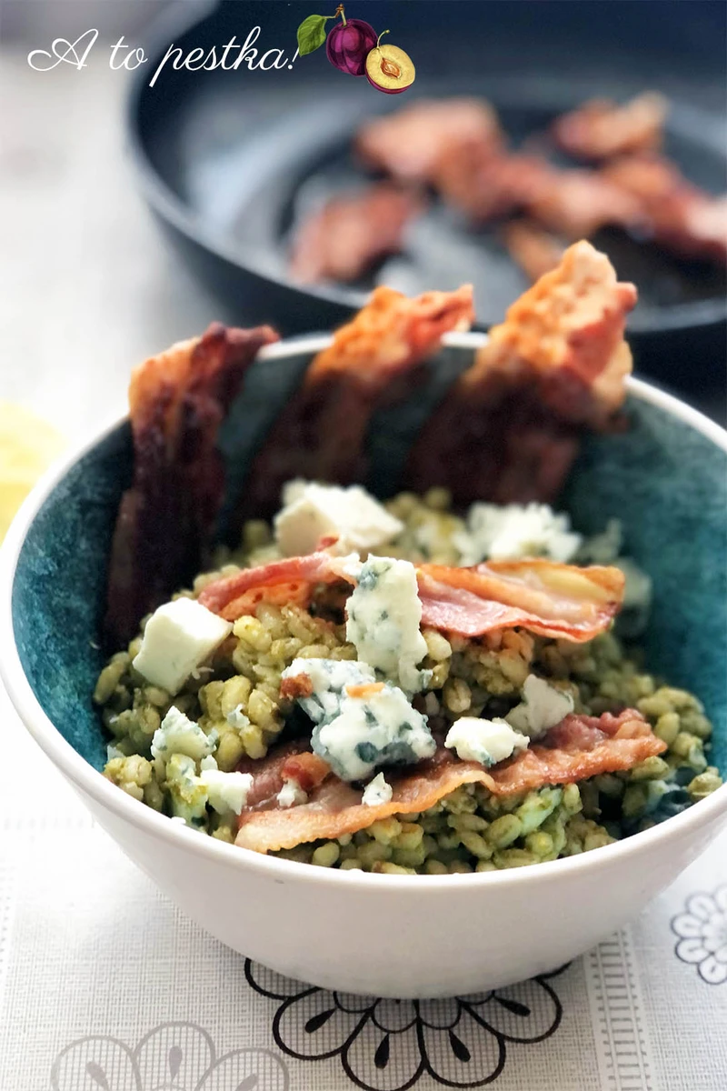 Pęczotto z boczkiem i pesto, czyli pyszne kaszotto na słono