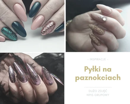 Inspiracje - paznokcie z wykorzystaniem pyłków - dużo zdjęć