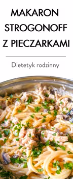 Makaron stroganoff z pieczarkami