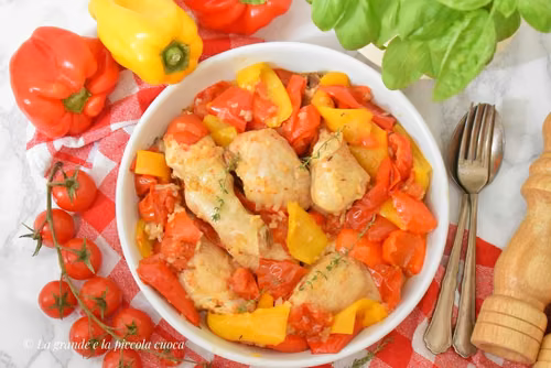 Duszony kurczak z papryką po rzymsku - "Pollo alla romana"