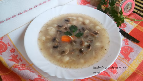Zupa pieczarkowo serowa. Mocno pieczarkowa z serkiem topionym.