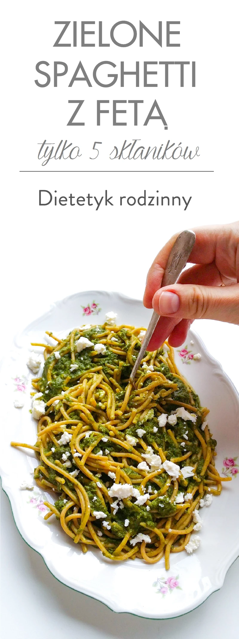 Zielone spaghetti z fetą
