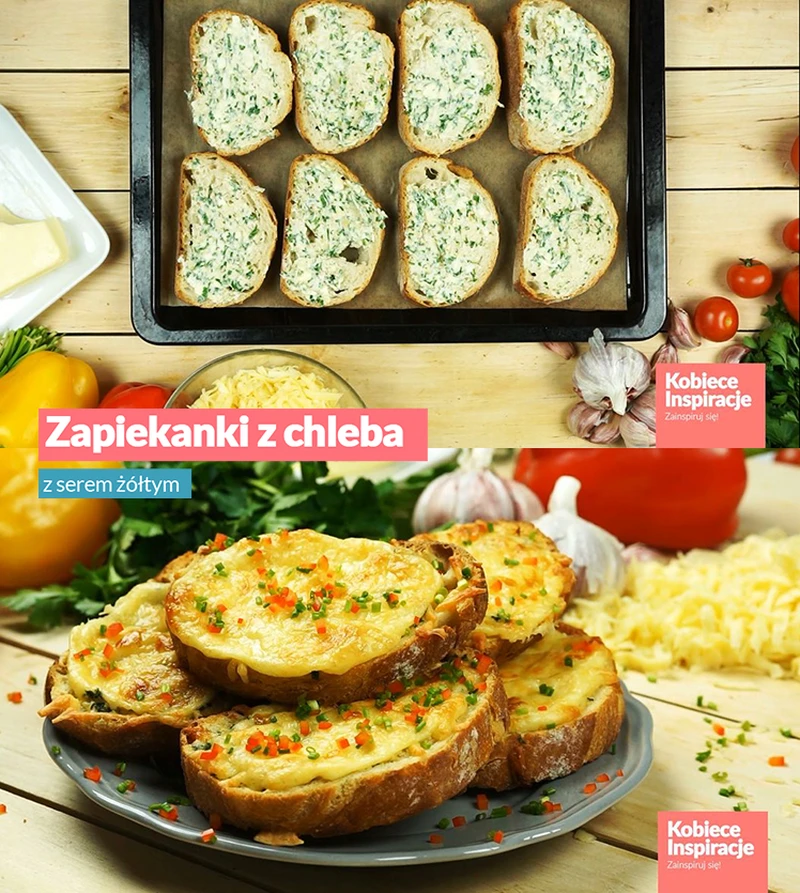 Zapiekanki z chleba z serem żółtym