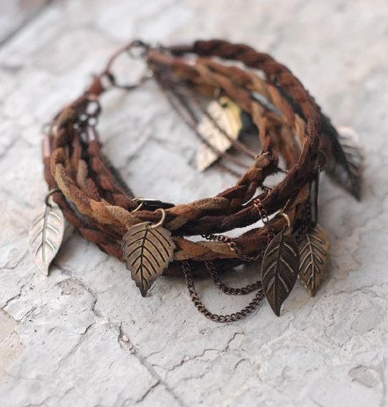 Skórzana bransoletka- braid charm