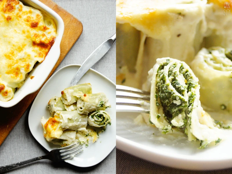 Ślimaczki lasagne ze szpinakiem i ricottą (7 składników)