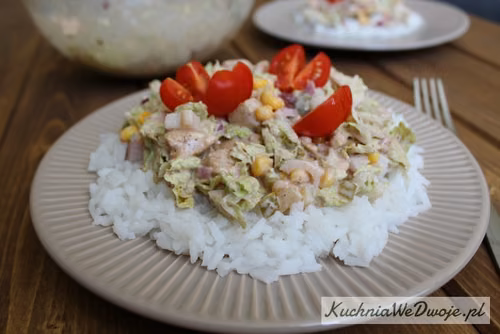Sałatka kebab z ryżem na ciepło