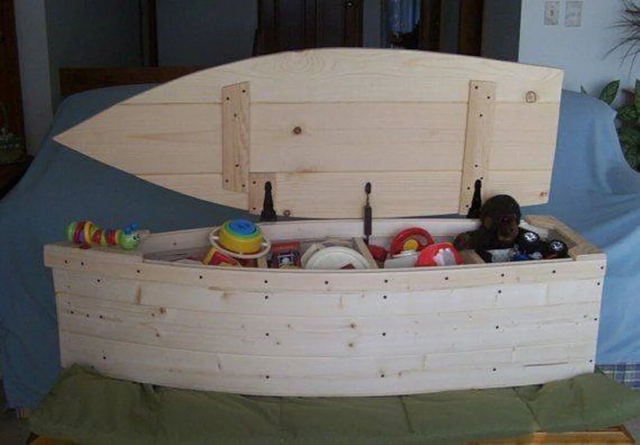 Skrzynia na zabawki w kształcie łódki
