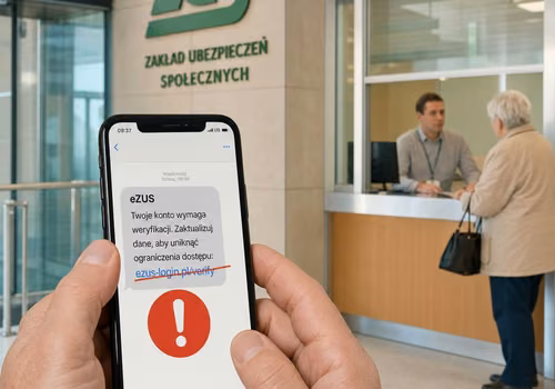 ZUS ostrzega przed SMS-ami podszywającymi się pod eZUS. Przekaż podejrzane wiadomości na 8080