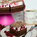 Ciasto z musem czekoladowym i czerwoną porzeczką