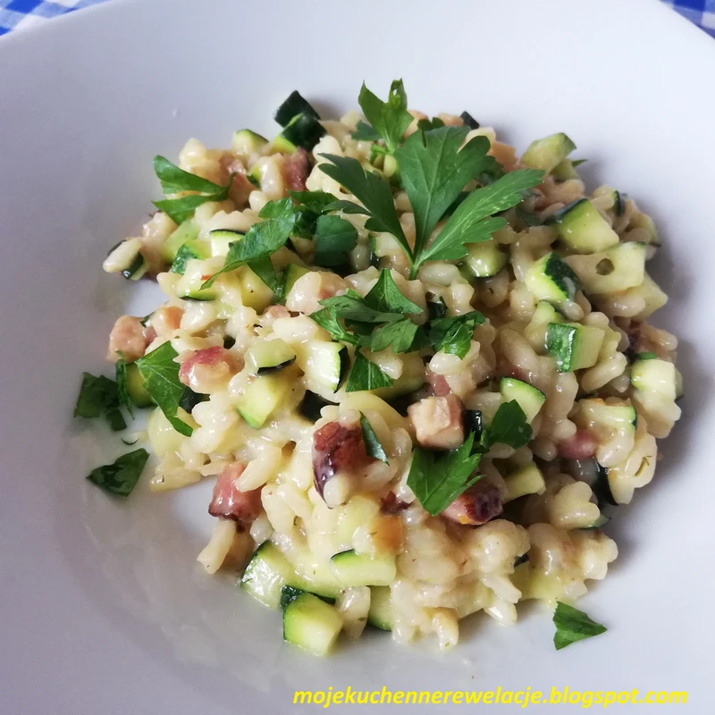 Risotto z cukinią i boczkiem