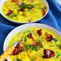 Zupa kalafiorowa z ziemniakami i chipsami z szynki