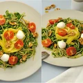 Spaghetti z Szpinakowym Pesto, Cukinią, Pomidorkami i Mozzarellą