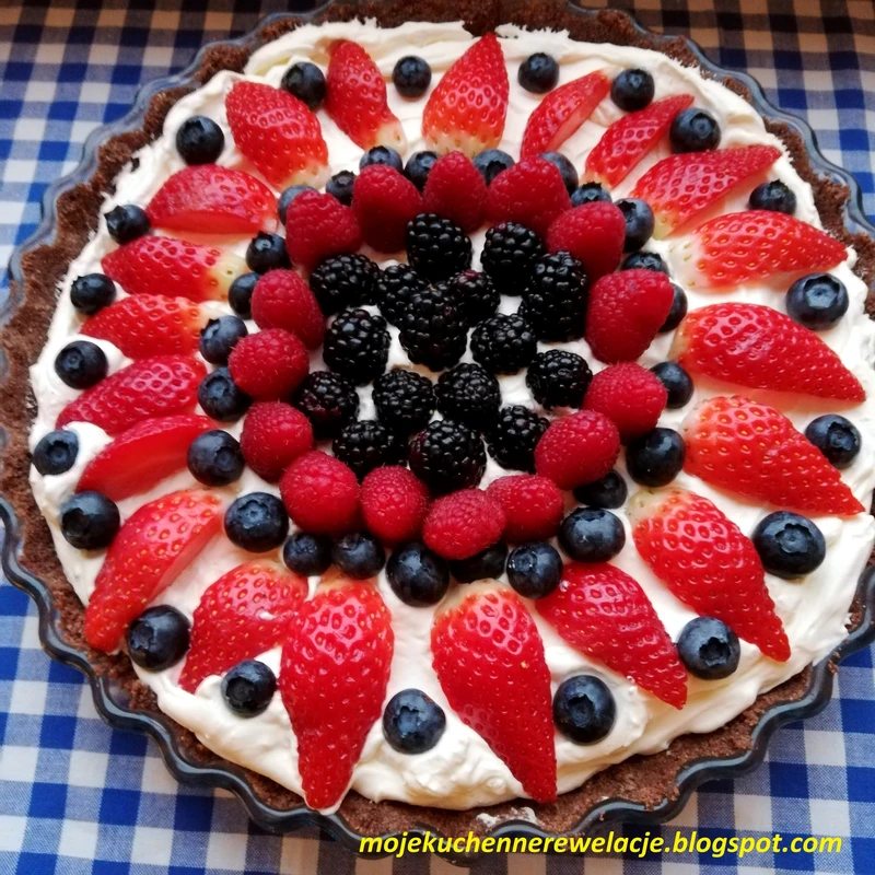 Tarta z kremem mascarpone i owocami (bez pieczenia)