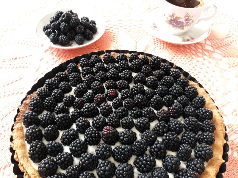 Tarta budyniowa z jeżynami