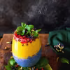 Niebieski pudding chia z bananowym smoothie z mango