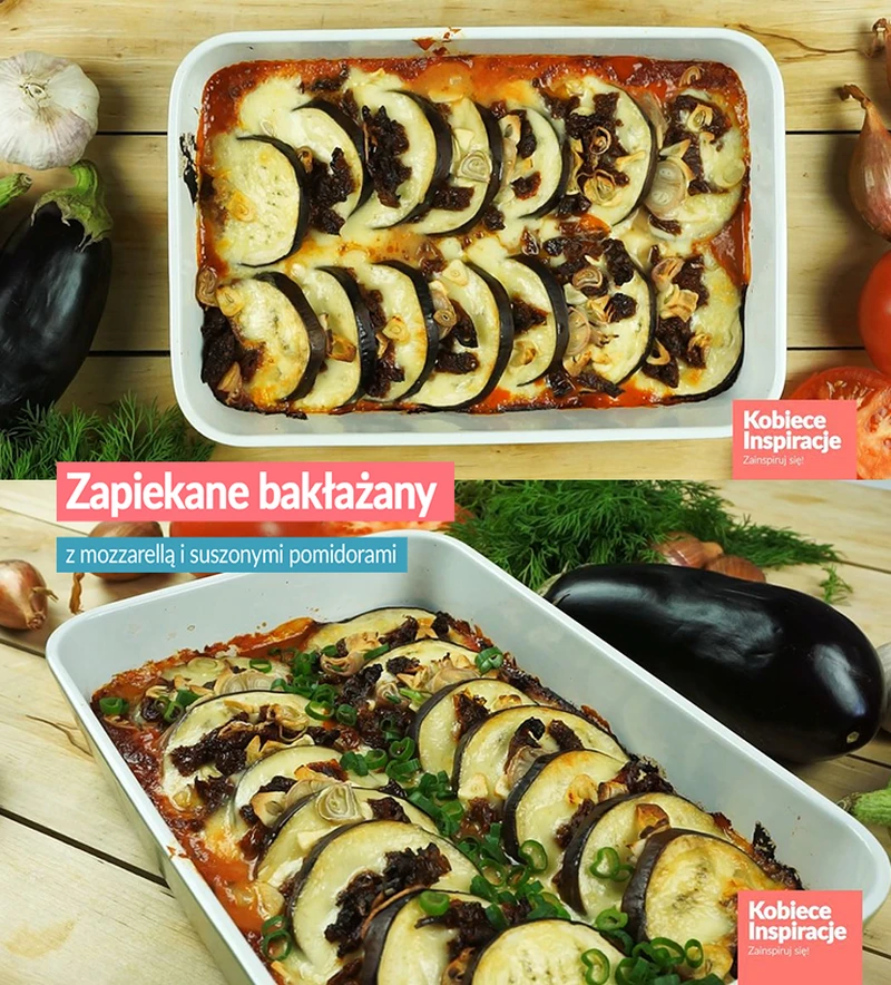 Zapiekane bakłażany z mozzarellą i suszonymi pomidorami