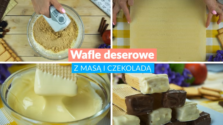 Wafle deserowe z masą i czekoladą