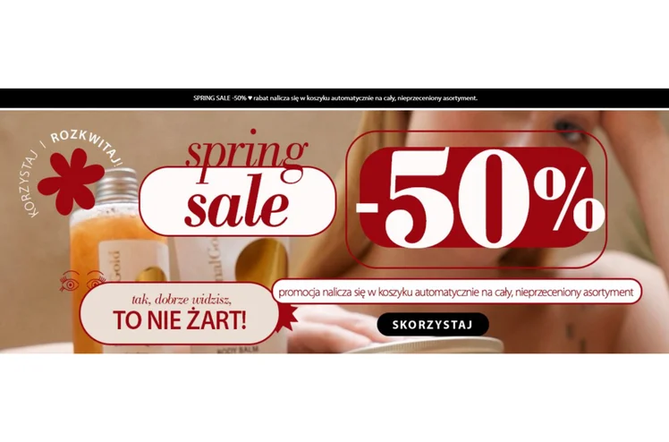 Zdjęcie -50% na wszystkie nieprzecenione kosmetyki! Popularna marka wystartowała z atrakcyjną, wiosenną wyprzedażą #1