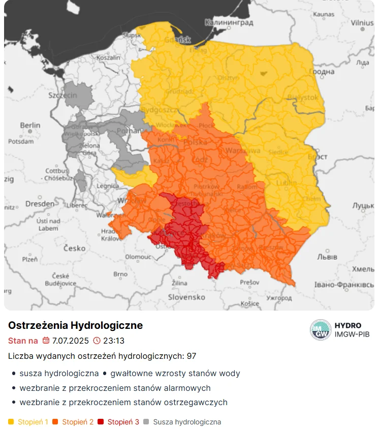 Zdjęcie W tych miejscach Polski może dojść do podtopień! Zagrożone 3 rejony - IMG wysłało do mieszkańców alerty 3 stopnia #2